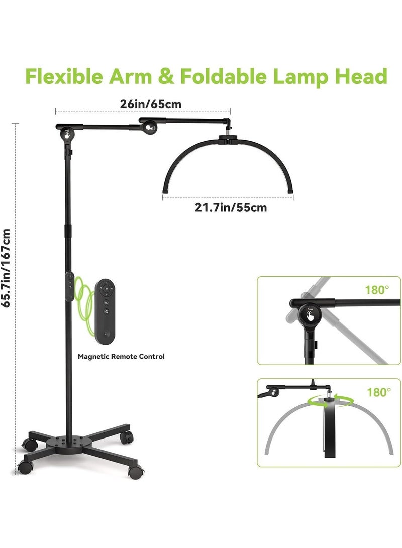 Original LED half-moon foldable floor lamp with wheels and phone holder - Black - Image 2