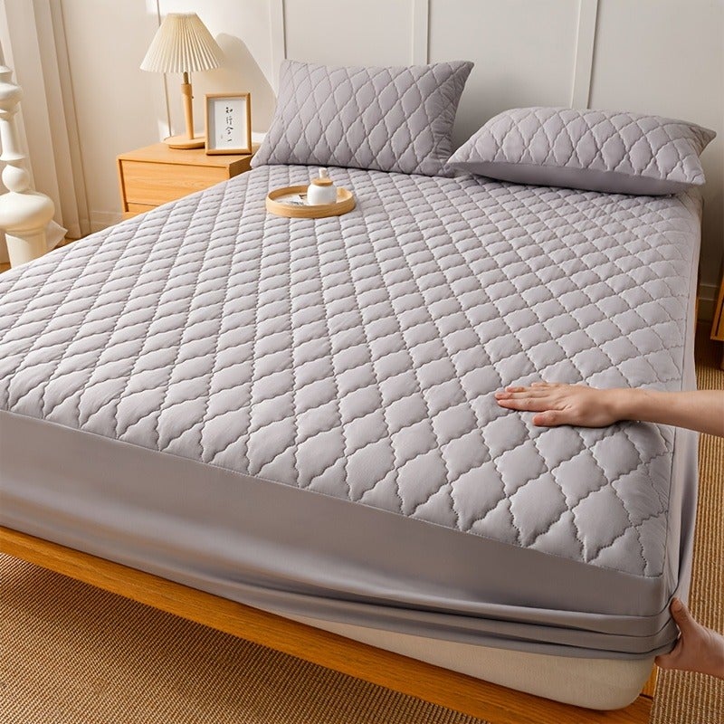 1pc Luxury Waterproof Bed Mattress Protector - Layered Fitted Bed Sheet Cover, Quilted Bedspread Suitable for Single/Double Beds, Machine Washable, Mattress for, Hotel, Dorm - Bed Cover Only (No Pillowcase) - Image 4