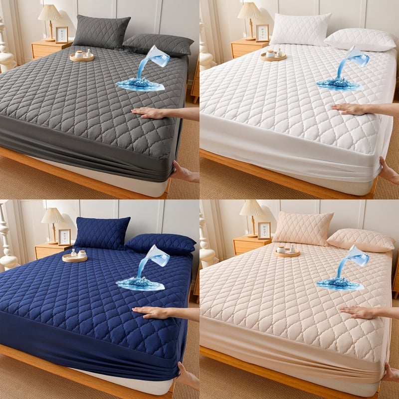 1pc Luxury Waterproof Bed Mattress Protector - Layered Fitted Bed Sheet Cover, Quilted Bedspread Suitable for Single/Double Beds, Machine Washable, Mattress for, Hotel, Dorm - Bed Cover Only (No Pillowcase) - Image 5