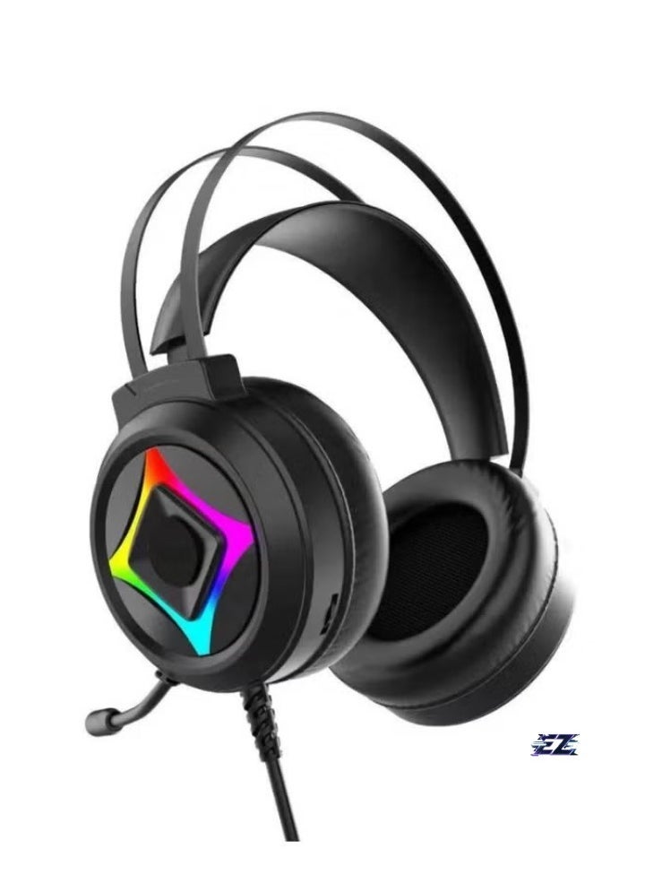 ELTRAZONE Gaming Headset with LED Backlight, 50mm Drivers, PU Leather Ear Pads, Dual 3.5mm Audio Jacks, USB Connection, and Built-in Microphone – Immersive Sound Experience for Gamers - Image 2