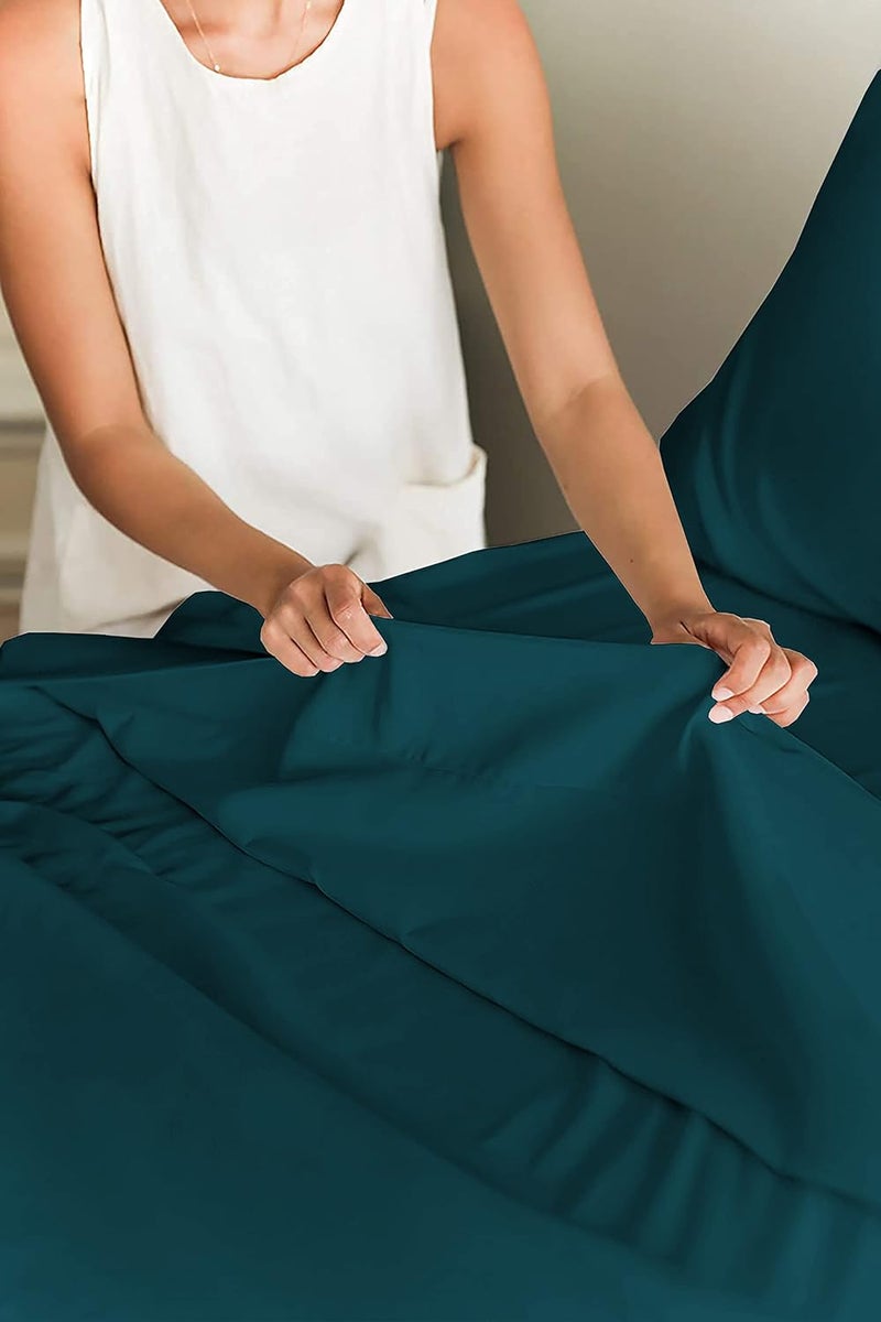 Filbert Luxurious Homes Series 400TC Egyptian Cotton Bedsheet King Size 102 x 108 with 2 Piece Pillow Cover Size18x28Teal - Image 3