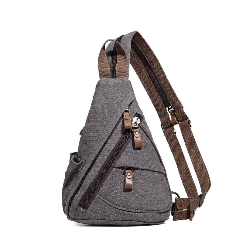 KL928 Canvas Sling Bag - Small Crossbody Backpack Shoulder Casual Daypack Rucksack for Men Women(Small Version, Dark Grey) - Image 1