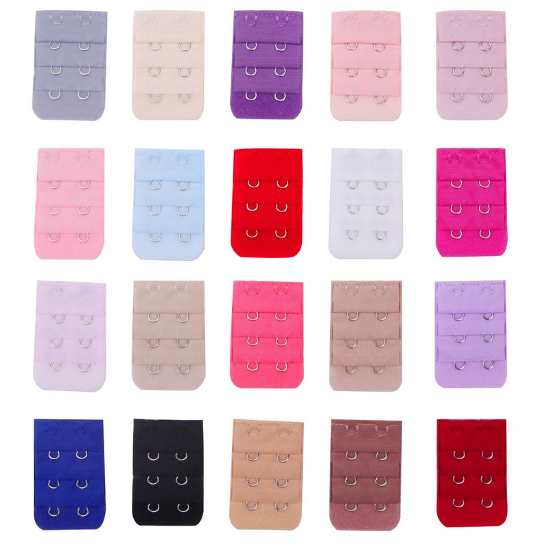 Senkary 40 Pieces Bra Extender 2 Hooks/3 Hooks Bra Band Strap Extensions for Women, 20 Colors - Image 4