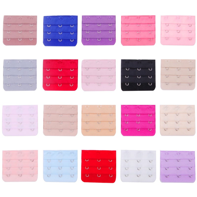 Senkary 40 Pieces Bra Extender 2 Hooks/3 Hooks Bra Band Strap Extensions for Women, 20 Colors - Image 3