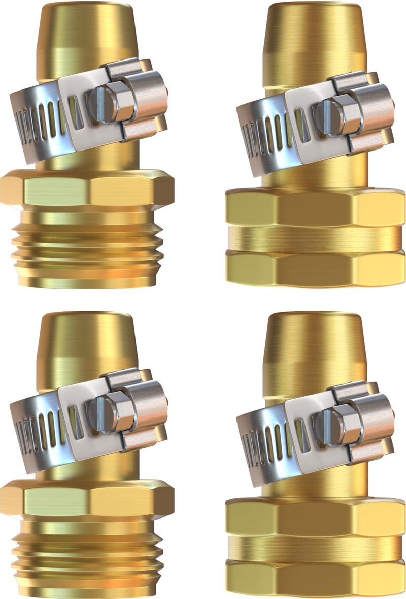DBR TechÂ® Garden Hose Repair Kit 5/8â€ & 3/4" | Heavy Duty Leak-Proof Metal Hose Mender & Connector Set | Male & Female Fittings to Fix Water Hose Ends and Replacement, 2 Set - Image 1
