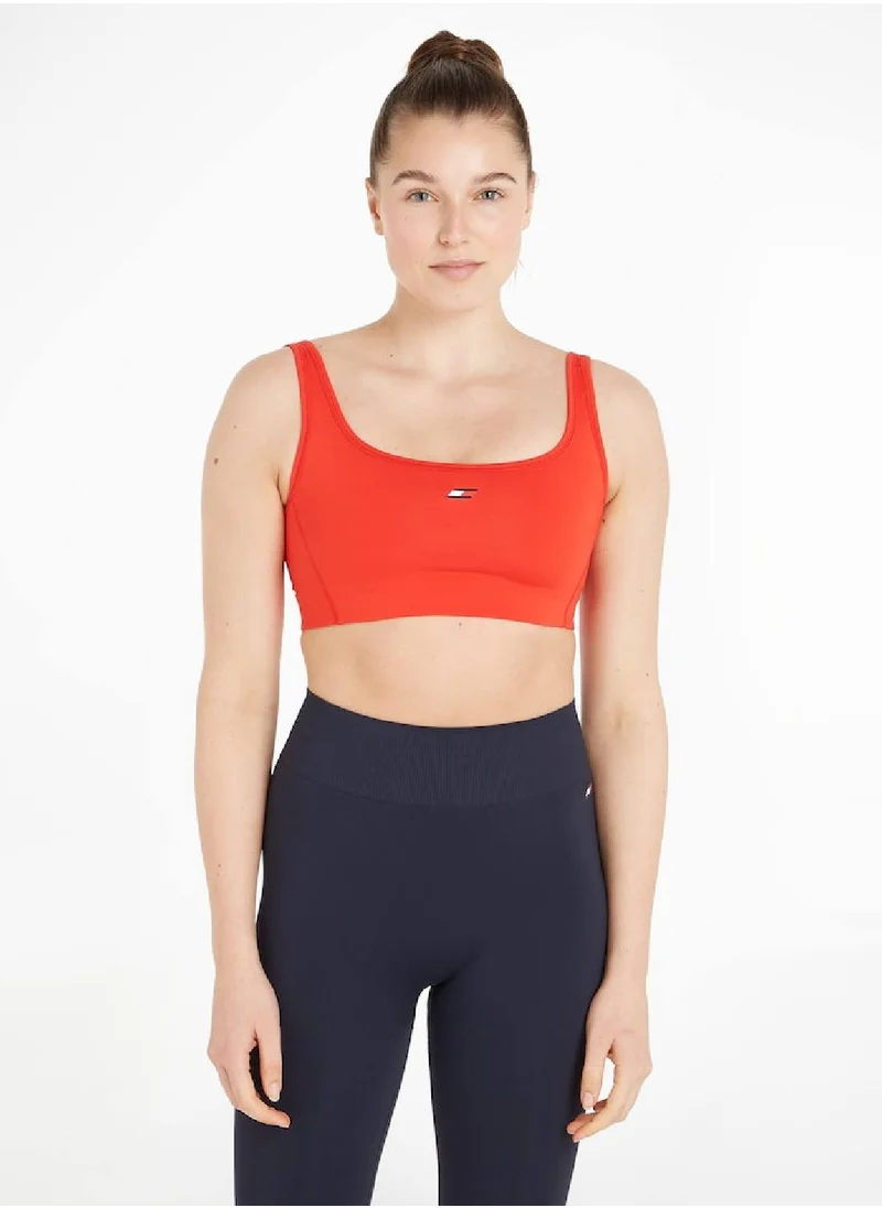 TOMMY HILFIGER Women's Sport Essential Low Support Skinny Fit Bra, Red