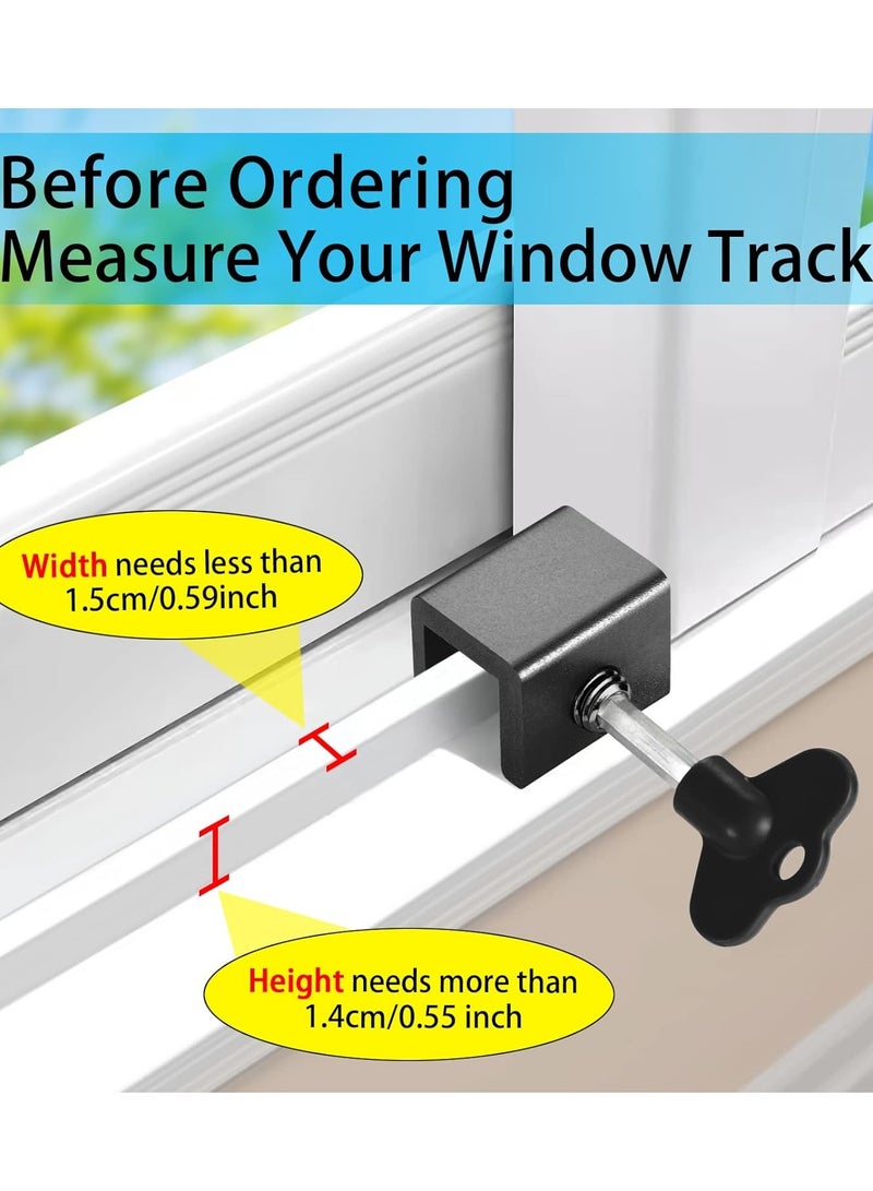 6 Sets Window locks, sliding window locks with key for vertical  horizontal sliding windows doors,easy to install,adjustable security window lock for patio bedroom home and office black - Image 2
