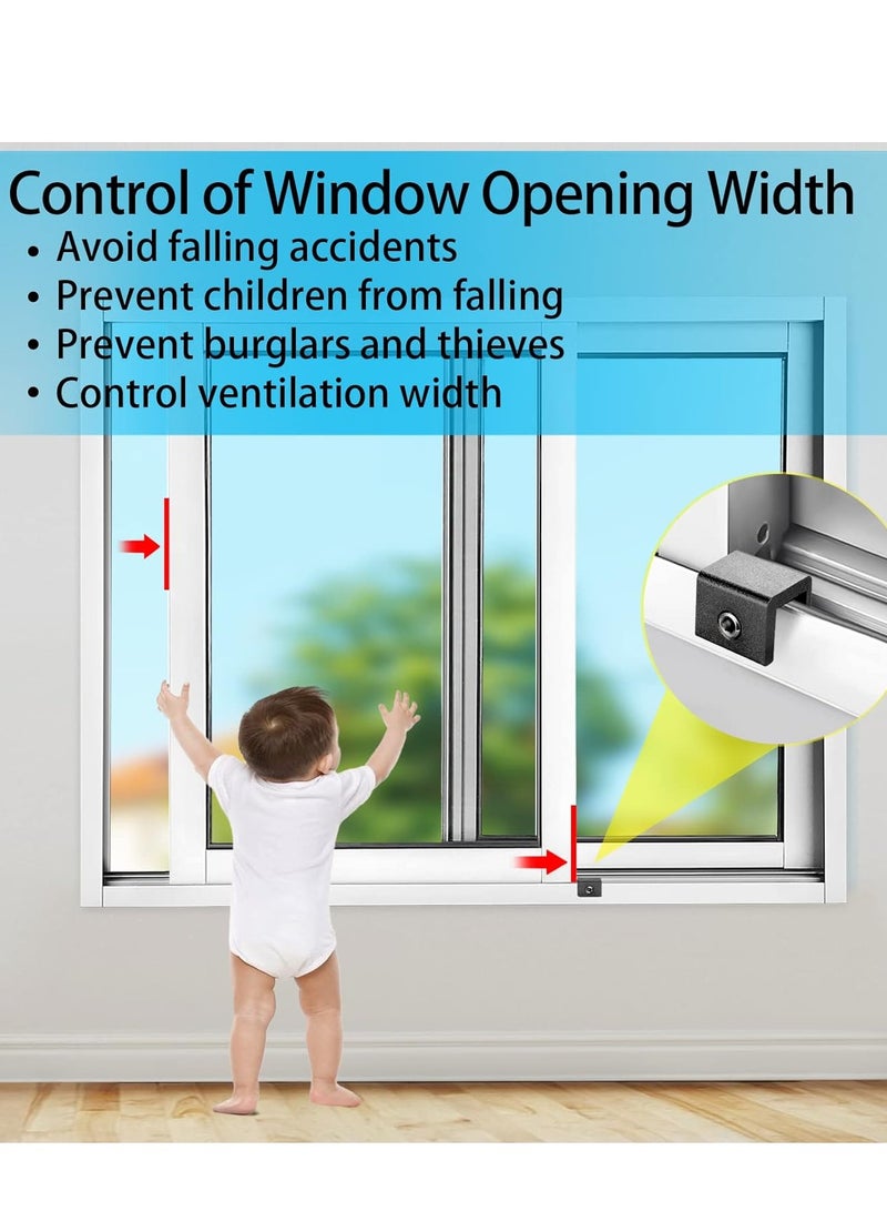 6 Sets Window locks, sliding window locks with key for vertical  horizontal sliding windows doors,easy to install,adjustable security window lock for patio bedroom home and office black - Image 3