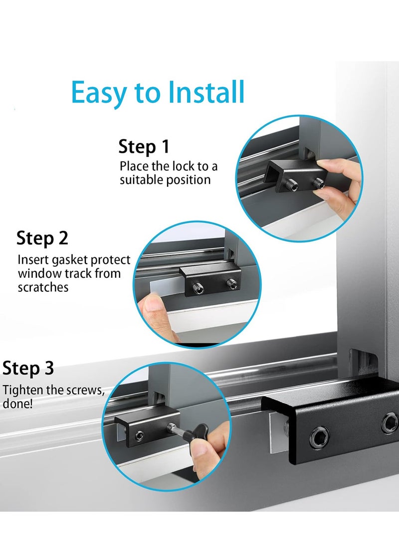 6 Sets Window locks, sliding window locks with key for vertical  horizontal sliding windows doors,easy to install,adjustable security window lock for patio bedroom home and office black - Image 5