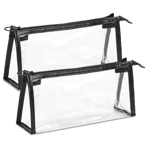 Etercycle TSA Approved Toiletry Bag, Clear Pouches with Zipper for Traveling, Samll Clear Makeup Bags Cosmetic Bag Beach Bag for Home Storage Organizing, Office, Vacation, Travel (Black) - Image 1
