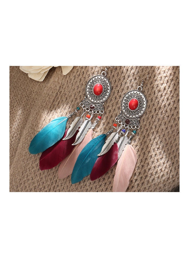 NIBEMINENT 925 Silver Tassel Feather Creative Long Earrings - Image 2