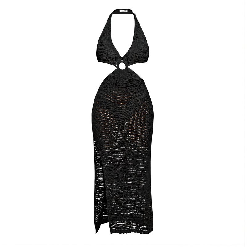 Hollow Out Backless Long Dress Beach Coverup for Tropical Vacation Pool Party - Image 1