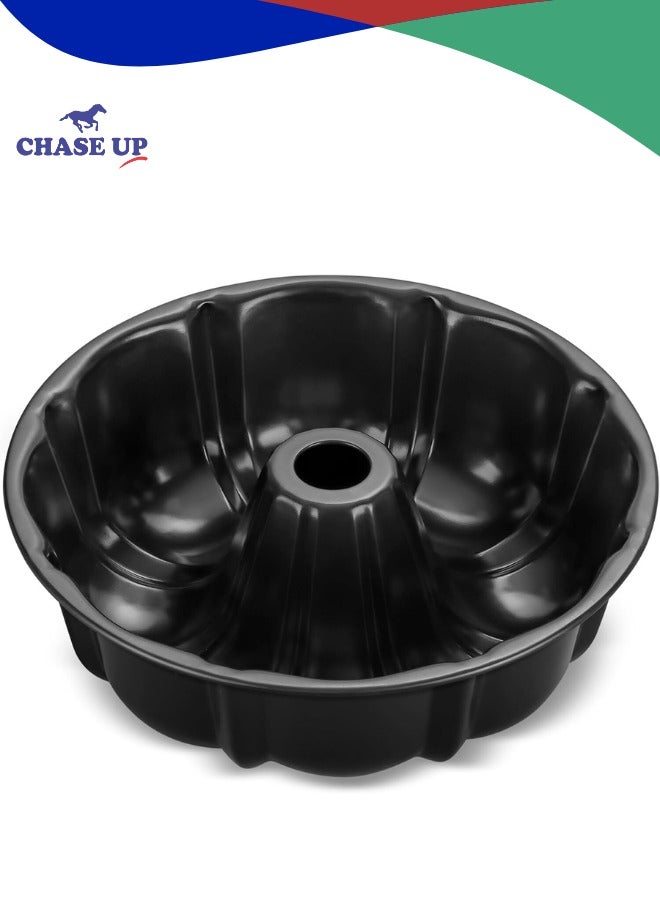 Chase Up 10 Inch Black Non-stick Cake Pan | Commercial-Grade Carbon Steel Baking Pan with Fluted Design, 10-Cup XL Capacity for Pound Cakes & Bundts - PFOA-Free Heavy Duty Bakeware Essentials (Oven Safe 450°F) - Image 1