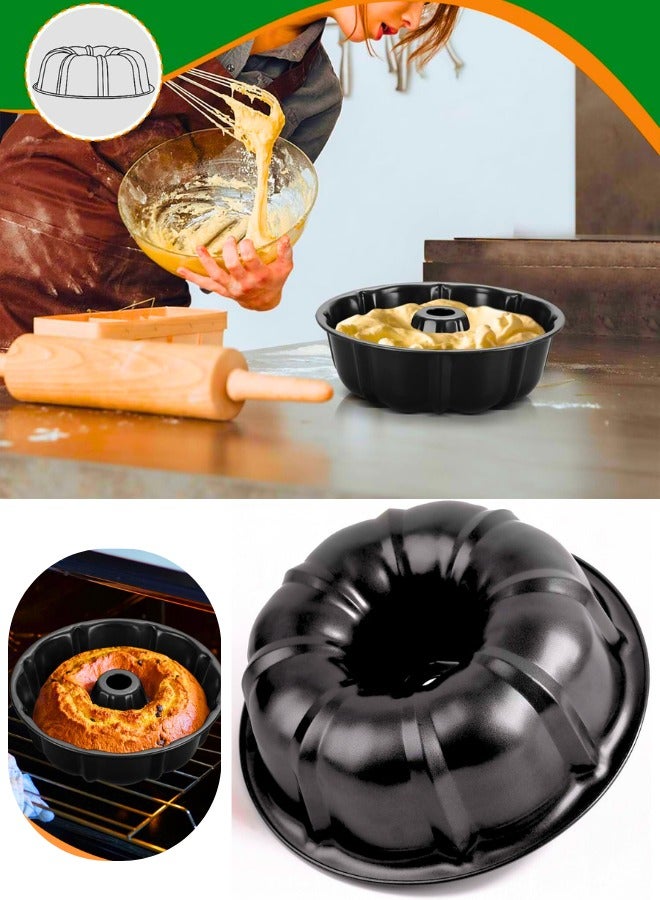 Chase Up 10 Inch Black Non-stick Cake Pan | Commercial-Grade Carbon Steel Baking Pan with Fluted Design, 10-Cup XL Capacity for Pound Cakes & Bundts - PFOA-Free Heavy Duty Bakeware Essentials (Oven Safe 450°F) - Image 2