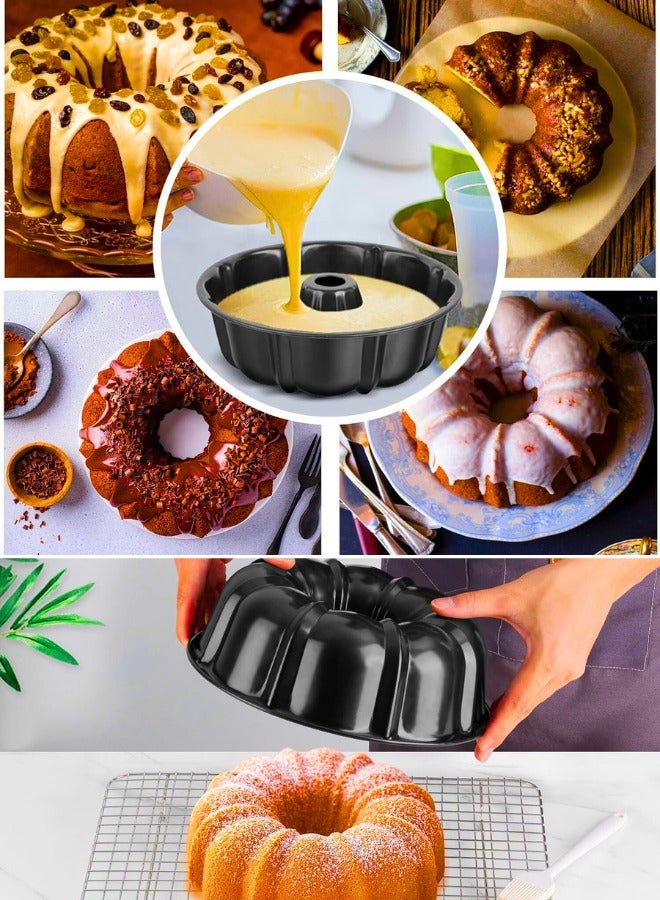 Chase Up 10 Inch Black Non-stick Cake Pan | Commercial-Grade Carbon Steel Baking Pan with Fluted Design, 10-Cup XL Capacity for Pound Cakes & Bundts - PFOA-Free Heavy Duty Bakeware Essentials (Oven Safe 450°F) - Image 3