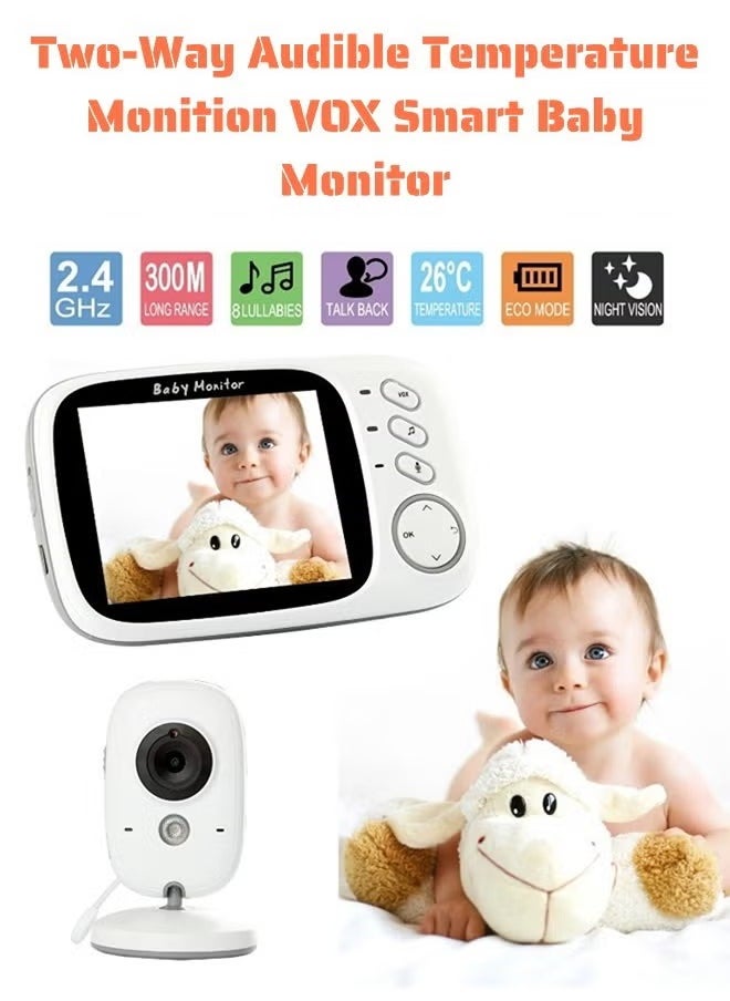 Arababy LCD Wireless Baby Monitor With Night Vision Two-Way Talk - White 