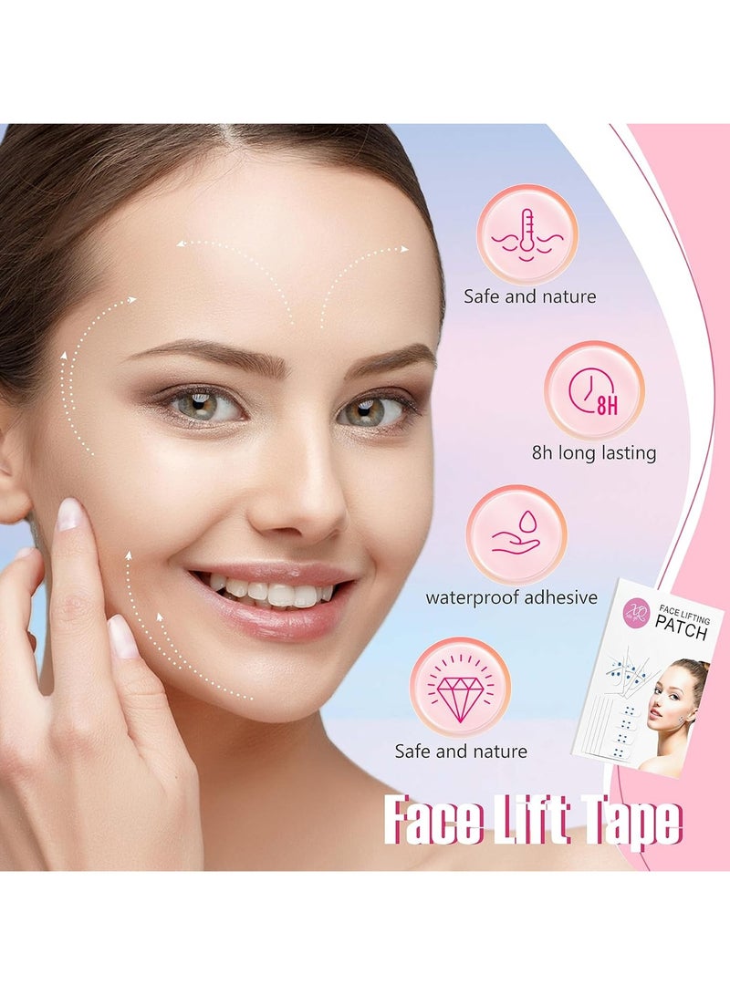 اترجسز شريط رفع الوجه ، شريط رفع الوجه غير مرئي ، شريط رفع الوجه غير مرئي ، شريط الوجه يرفع على الفور الجلد المتراجع حول الوجه ، يخفي الذقن المزدوج ويخلق وجه على شكل v 40PCS - Image 2