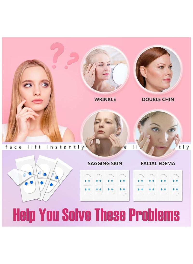 اترجسز شريط رفع الوجه ، شريط رفع الوجه غير مرئي ، شريط رفع الوجه غير مرئي ، شريط الوجه يرفع على الفور الجلد المتراجع حول الوجه ، يخفي الذقن المزدوج ويخلق وجه على شكل v 40PCS - Image 4