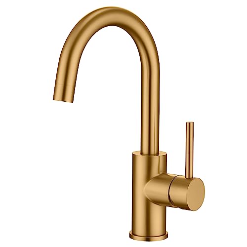 WiPPhs Bar Faucets Single Hole, WiPPhs Brushed Nickel Mini Kitchen Sink Faucets, Single Handle Stainless Steel Modern Sink Faucets 1 Hole, Faucet for Bar Sink - Image 1
