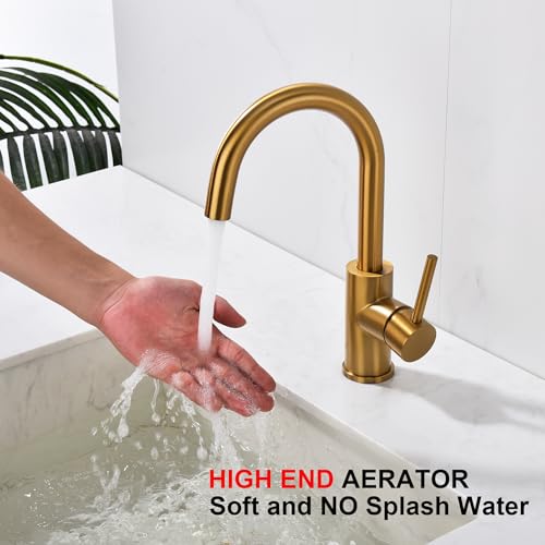 WiPPhs Bar Faucets Single Hole, WiPPhs Brushed Nickel Mini Kitchen Sink Faucets, Single Handle Stainless Steel Modern Sink Faucets 1 Hole, Faucet for Bar Sink - Image 5