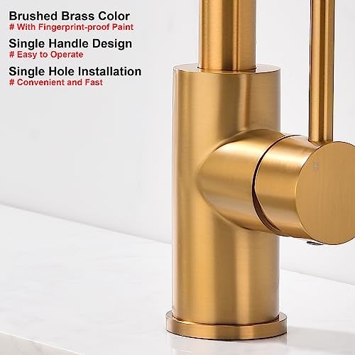 WiPPhs Bar Faucets Single Hole, WiPPhs Brushed Nickel Mini Kitchen Sink Faucets, Single Handle Stainless Steel Modern Sink Faucets 1 Hole, Faucet for Bar Sink - Image 3