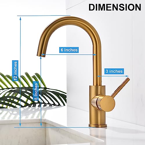 WiPPhs Bar Faucets Single Hole, WiPPhs Brushed Nickel Mini Kitchen Sink Faucets, Single Handle Stainless Steel Modern Sink Faucets 1 Hole, Faucet for Bar Sink - Image 4