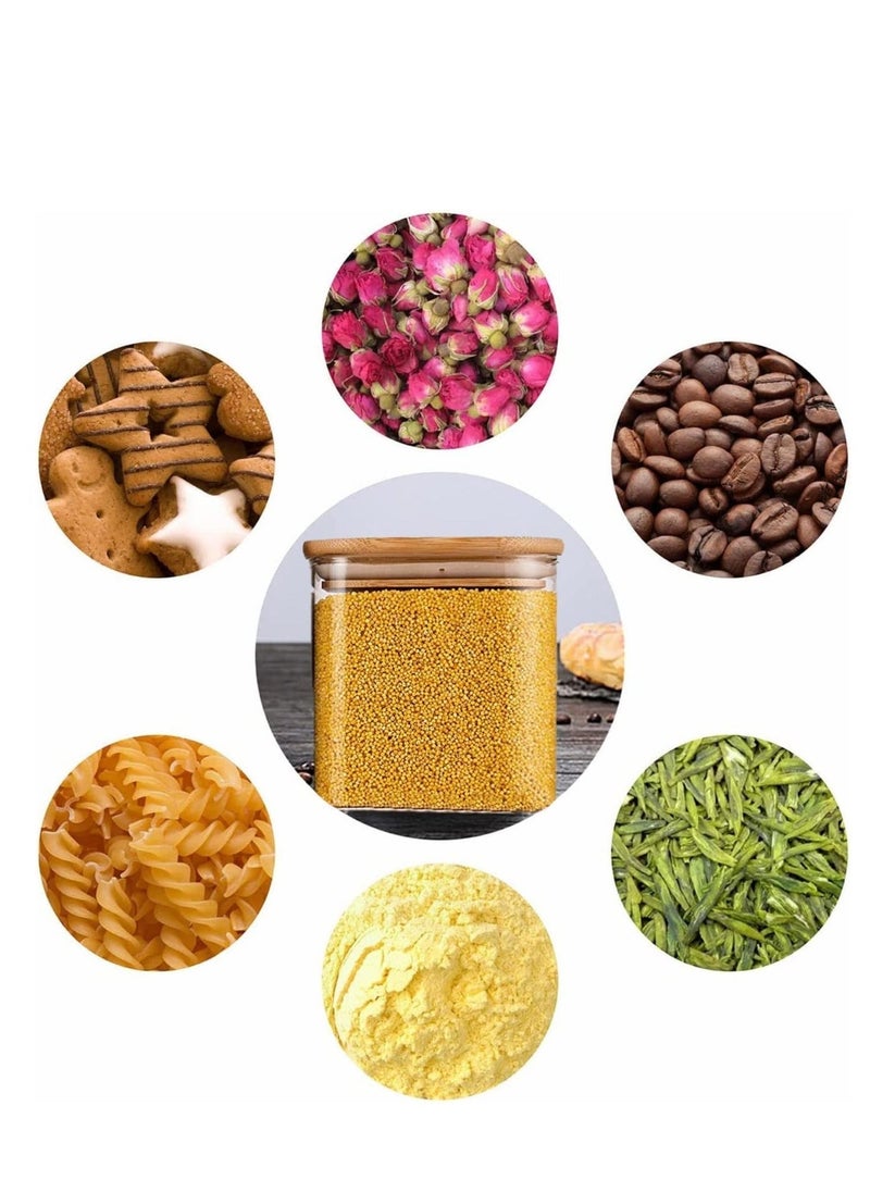 1Chase Set of 2- 900ML Borosilicate Square Glass Storage Jar with Air tight Bamboo Lid for Candy Cookie Rice Sugar Flour Pasta Nuts - Image 3