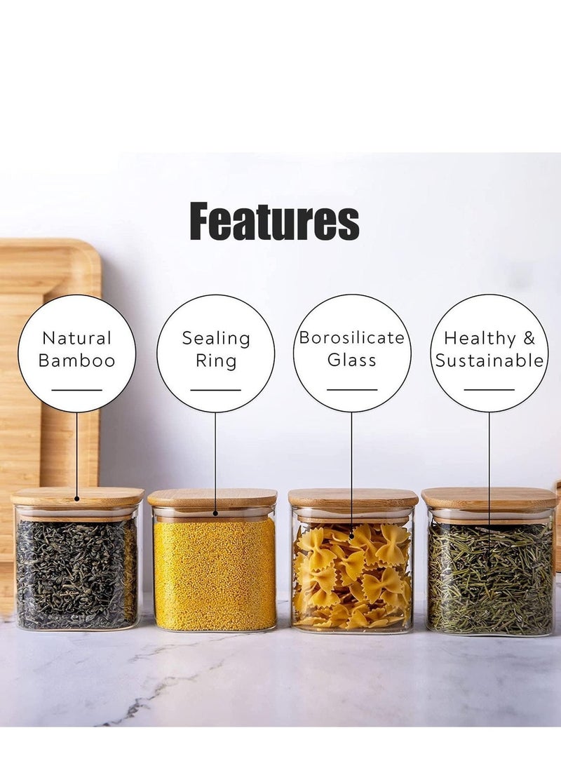 1Chase Set of 2- 900ML Borosilicate Square Glass Storage Jar with Air tight Bamboo Lid for Candy Cookie Rice Sugar Flour Pasta Nuts - Image 5