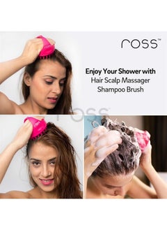 ROSS Hair Scalp Massager Shampoo Brush with Soft Silicone Bristles for Anti Dandruff, Exfoliating with Scalp Care Manual Head Massager, 1 Count (Pack of 1) (Style 1, Pink)  - Image 1