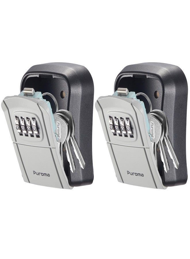 بوروما صندوق مفاتيح Puroma Key Lock Box، صندوق قفل برقم سري، صندوق تخزين مفاتيح مثبت على الحائط لمفاتيح المنزل، صندوق أمان قابل لإعادة الضبط برمز سري للمنزل والمكتب والجراج والشقة، تخزين المفاتيح الاحتياطية (عبوة من قطعتين، رمادي) - Image 1