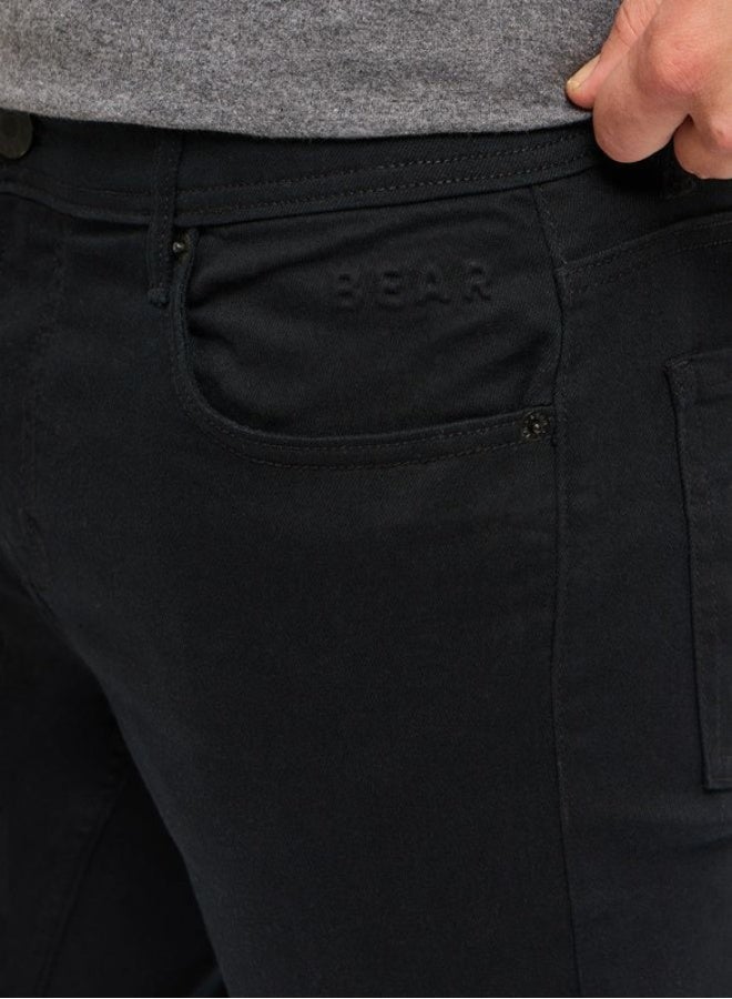 THE BEAR HOUSE Men's Black Mid-Rise Slim Fit Jeans Classic Comfort With Modern Style, Perfect For Everyday Casual Looks And Effortless Streetwear Vibes - Image 5