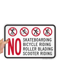 سمارت ساين لافتة SmartSign - K-2349-AL-12x18-D8 "ممنوع التزلج على الألواح والدراجات والسكوتر والتزلج على الجليد" | 12 بوصة × 18 بوصة من الألومنيوم باللونين الأسود/الأحمر على الأبيض  - Image 1