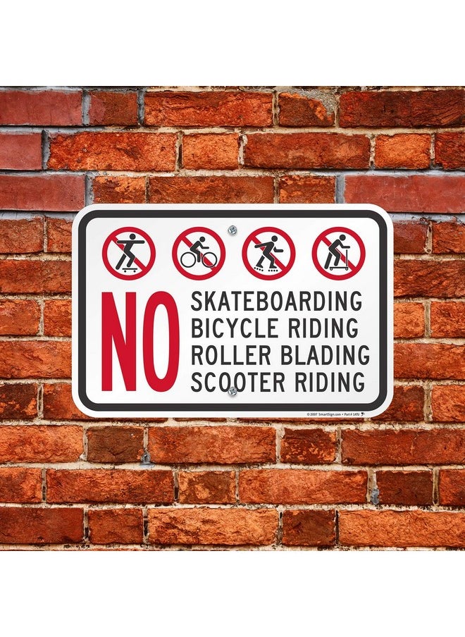 SmartSign SmartSign - K-2349-AL-12x18-D8 "No Skateboarding, Bicycle, Scooter, Rollerblading" Sign | 12" x 18" Aluminum Black/Red on White  - Image 3