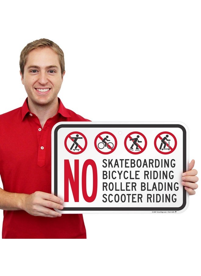 SmartSign SmartSign - K-2349-AL-12x18-D8 "No Skateboarding, Bicycle, Scooter, Rollerblading" Sign | 12" x 18" Aluminum Black/Red on White  - Image 2