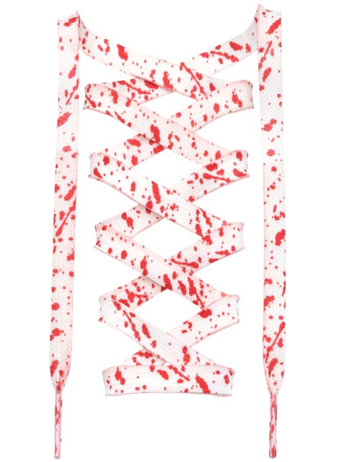 DANHUA Flat White Red Shoelaces 47 inch for Sneakers Art Printed Pattern String 2 Pair - Image 1