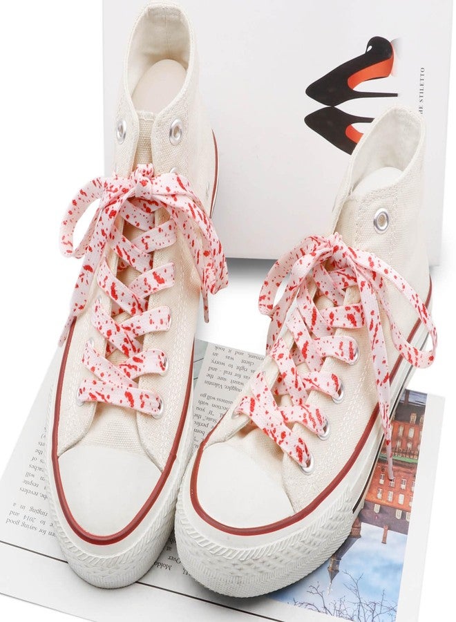 DANHUA Flat White Red Shoelaces 47 inch for Sneakers Art Printed Pattern String 2 Pair - Image 4