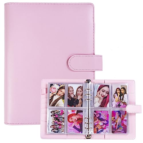 WITHYU A5 Kpop Photocard Binder with 30 Pack 4Pocket Card Pages 6 Ring A5 Binder Card Collector Album with 240 Card SlotsPU Leather Binder Cover with Magnetic Buckle Closure for Organizing Trading Card - Image 1