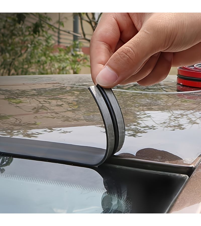 Black T-Shaped Rubber Car Door Seal Windproof Waterproof Strip - Image 1