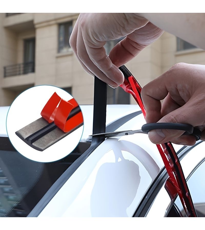 Black T-Shaped Rubber Car Door Seal Windproof Waterproof Strip - Image 2