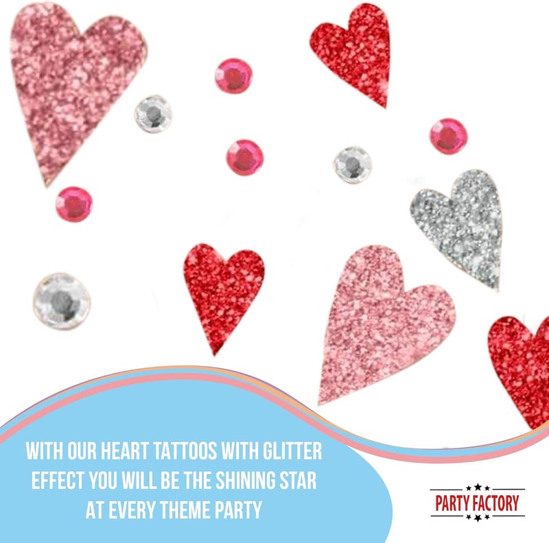 Party Factory Home & professional compatible Face Tattoo Hearts, Temporary Glitter Face Tattoo for Theme Party, Halloween & Carnival, Children and Adults Easy hand assemble compatible - Image 5