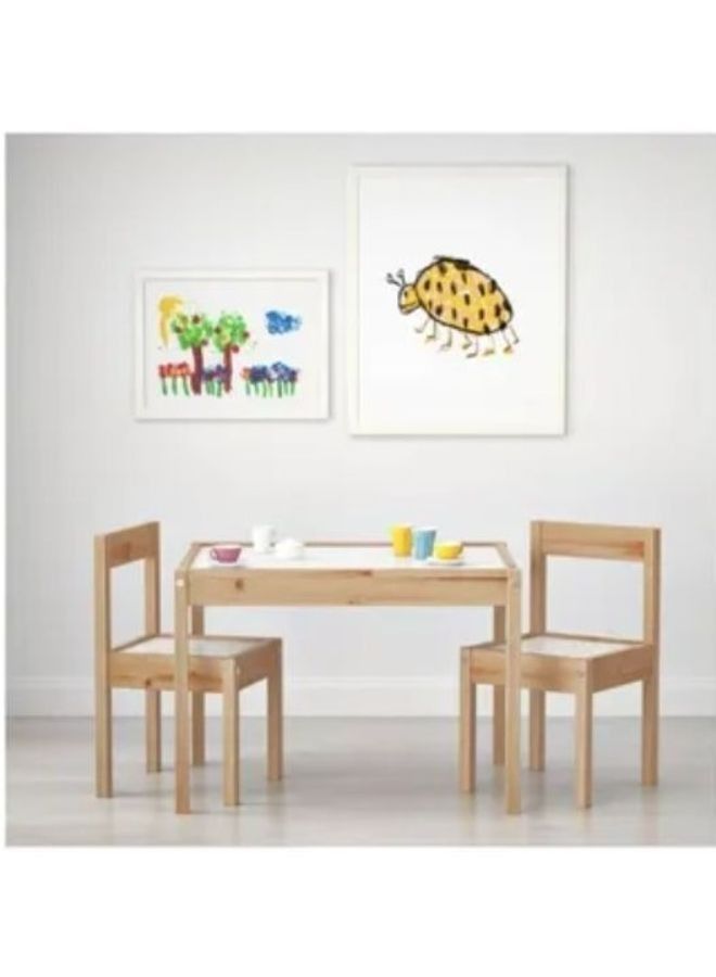 ZENHOME Pine Table And Chair Set White Brown - Image 2