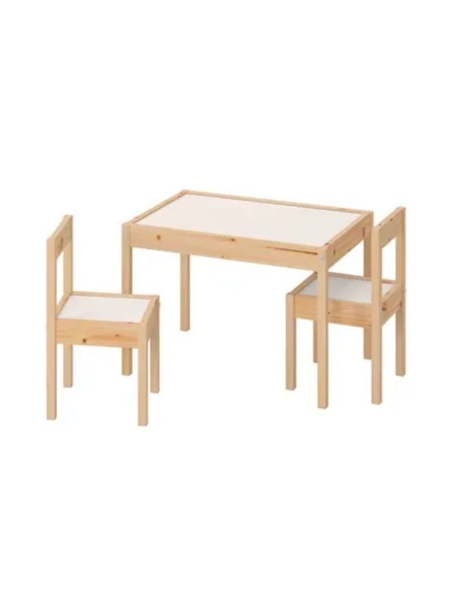 ZENHOME Pine Table And Chair Set White Brown - Image 1