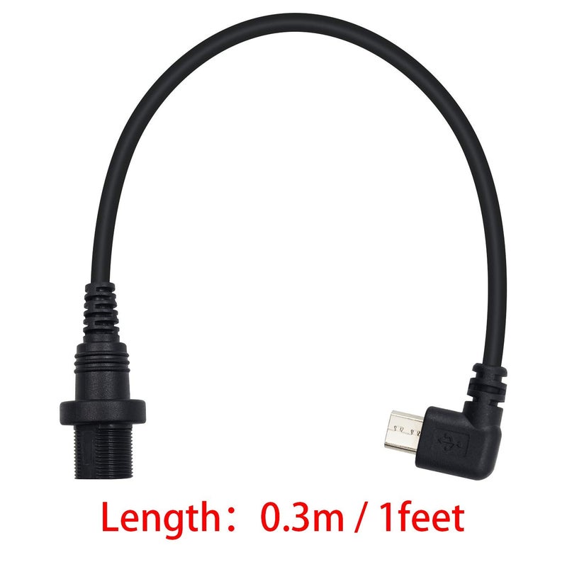 دوتك كابل تركيب لوحة Micro USB، زاوية يسارية 90 درجة كابل تمديد تركيب Micro USB غائر للوحة القيادة، ذكر إلى أنثى للسيارة والقارب والدراجة النارية وشاحنة لوحة القيادة 30 ��م/12 بوصة - Image 4