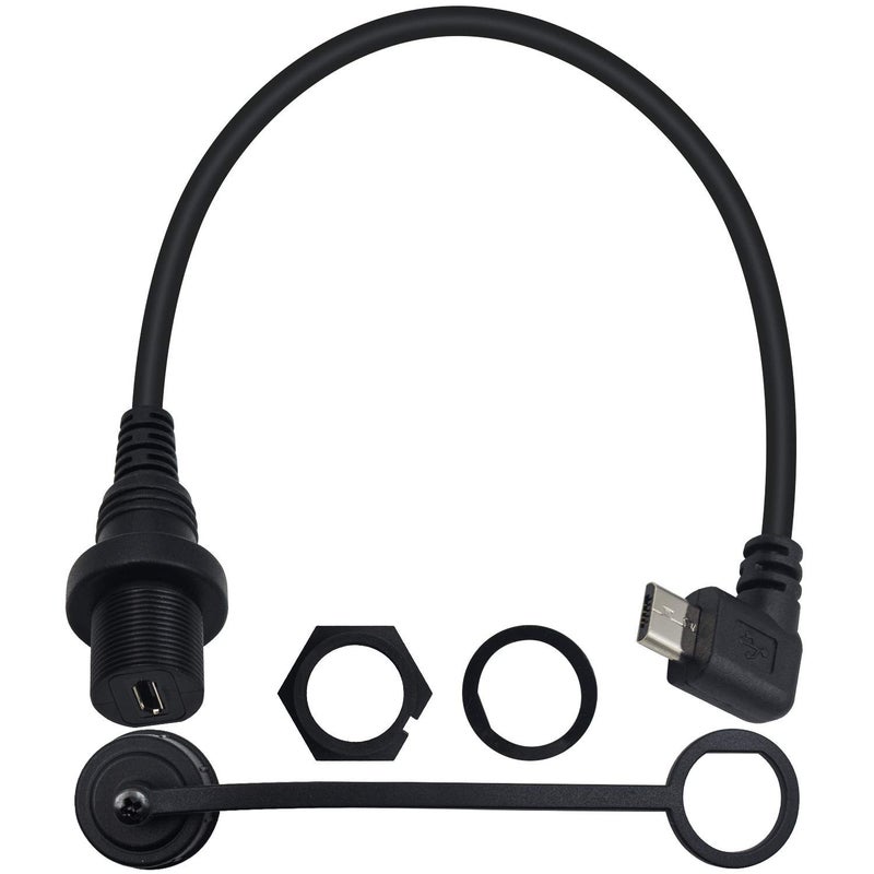 دوتك كابل تركيب لوحة Micro USB، زاوية يسارية 90 درجة كابل تمديد تركيب Micro USB غائر للوحة القيادة، ذكر إلى أنثى للسيارة والقارب والدراجة النارية وشاحنة لوحة القيادة 30 ��م/12 بوصة - Image 1