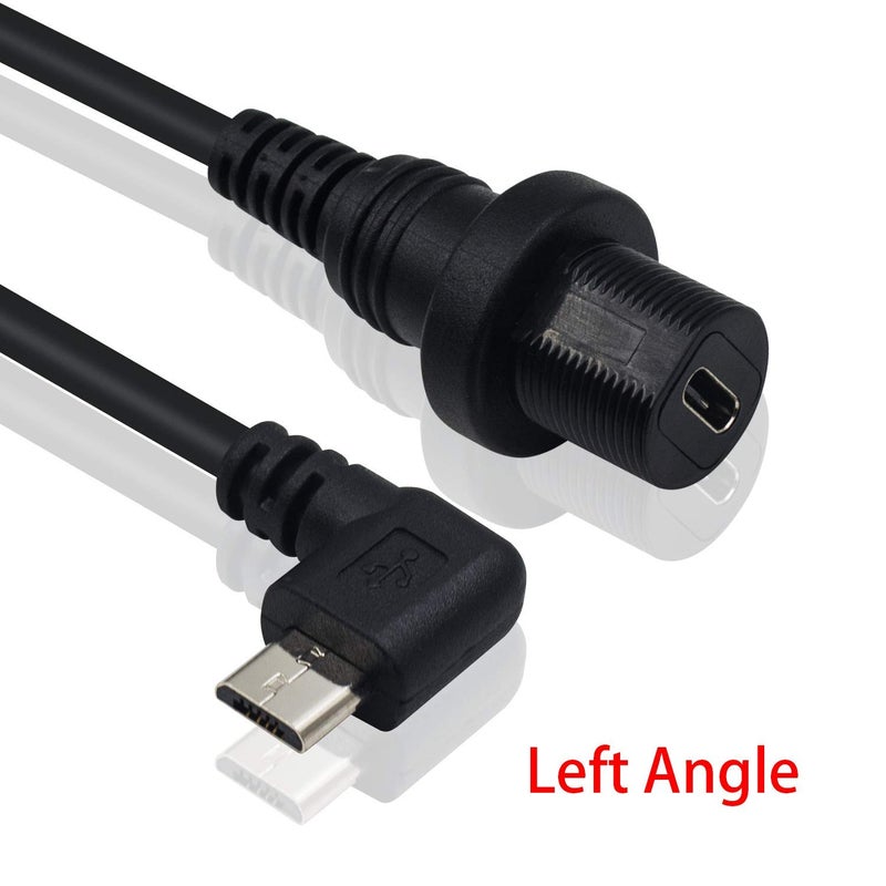 دوتك كابل تركيب لوحة Micro USB، زاوية يسارية 90 درجة كابل تمديد تركيب Micro USB غائر للوحة القيادة، ذكر إلى أنثى للسيارة والقارب والدراجة النارية وشاحنة لوحة القيادة 30 ��م/12 بوصة - Image 2