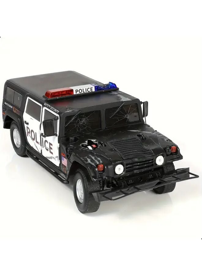1 18 Scale Metal Police Car Model Battle Damaged Collectible - Image 5