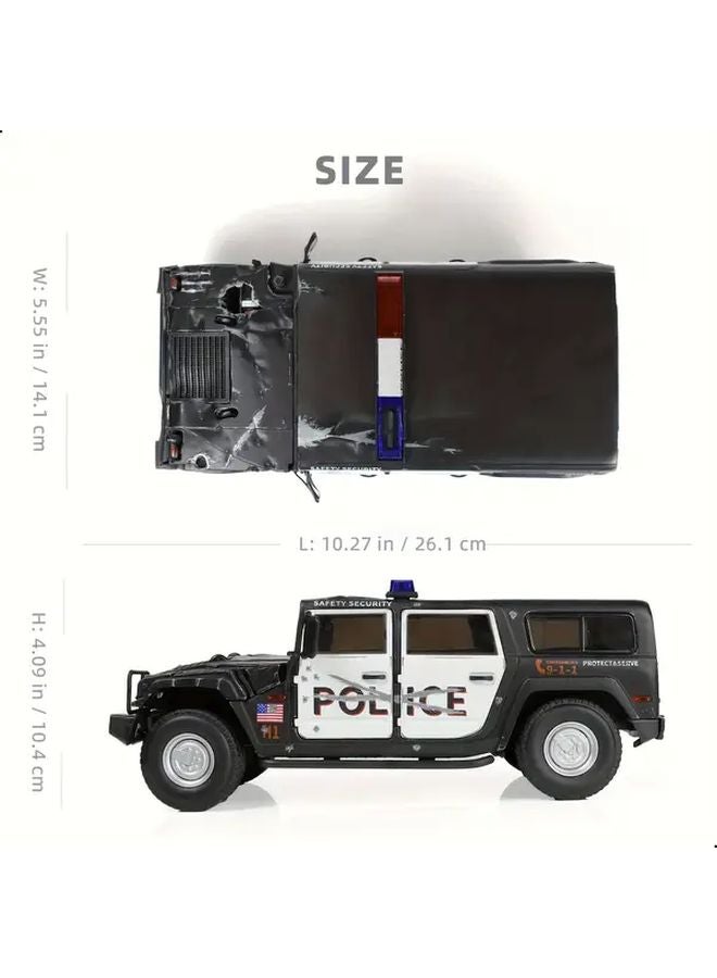 1 18 Scale Metal Police Car Model Battle Damaged Collectible - Image 2