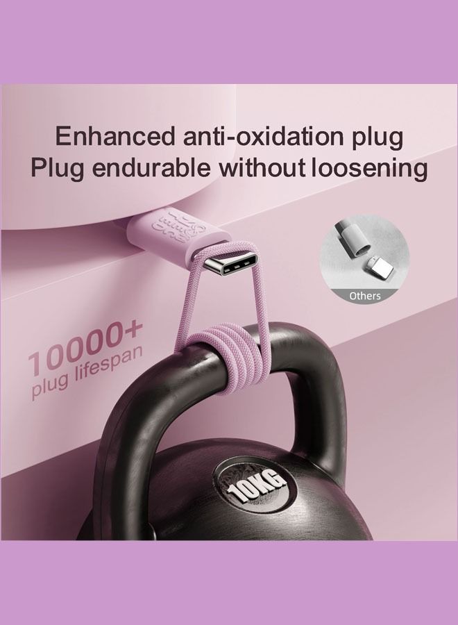 Connected FAST3 USB-A To USB-C Braided Charging Cable 1.2m (Pink) - Image 4