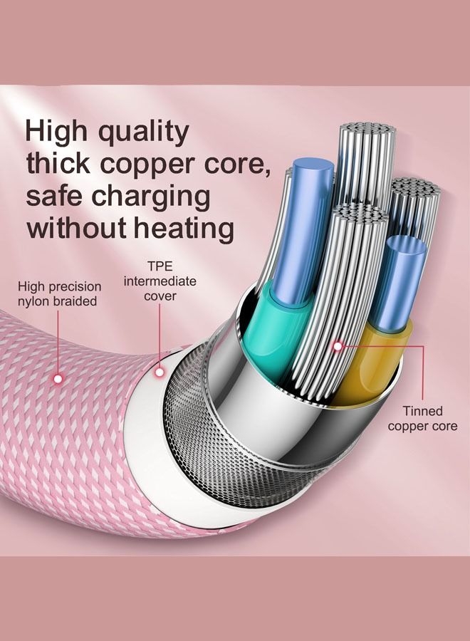 Connected FAST3 USB-A To USB-C Braided Charging Cable 1.2m (Pink) - Image 3