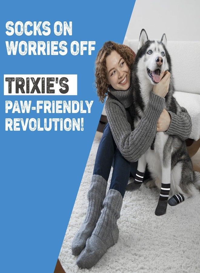 Trixie: - Dog Socks | Made with Cotton and Elasthane | Protect Your Pets from Small Wounds, Cold Floors and Dusty Furniture | Non-Slip with All-Round Rubber Coating - 2 Pcs L-XL, Black - Image 5
